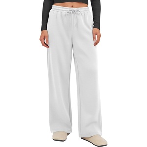 image:imageATHMILE Cotton Fleece Lined Sweatpants Women Straight Leg Casual Lounge Pants with Pockets Winter Warm Fall Clothes 2026White