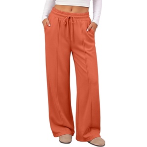 image:imageATHMILE Womens Wide Leg Fleece Sweatpants High Waisted Teen Girl Pants  Fall Fashion Winter Clothes Lounge Travel Joggers With PocketsOrange