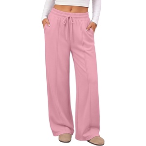 image:imageATHMILE Womens Wide Leg Fleece Sweatpants High Waisted Teen Girl Pants  Fall Fashion Winter Clothes Lounge Travel Joggers With PocketsPink