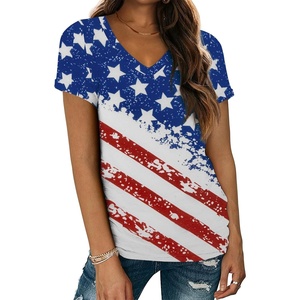 image:imageATHMILE T Shirts Short Sleeve V Neck Tees for Women Fashion Tops Trendy Lightweight Casual Summer Outfits Clothes 2026 BeachUsa Flag