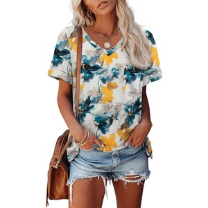 image:imageATHMILE Womens T Shirts 2026 Short Sleeve VNeck Shirts Cute Fit Summer Casual Tee Tops SXXLMulti Teal