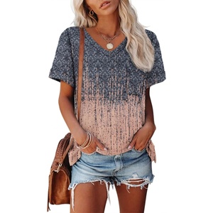 image:imageATHMILE Womens T Shirts 2026 Short Sleeve VNeck Shirts Cute Fit Summer Casual Tee Tops SXXLTiedye Coral