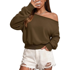 image:imageATHMILE Womens Off the Shoulder Sweatshirt Long Sleeve Crop Top  Casual Fall OutfitsTrendy Streetwear Pullover Comfy Sexy Y2K HoodiesCute Teen Girl FashionCoffee