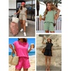 image:imageATHMILE Two Piece Womens Summer Lounge Short Sets Cap Sleeve  Drawstring ShortsBeach Sweatsuit with PocketAthleisure Matching SetsAthletic OutfitsCoffee Gray