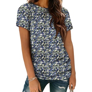 image:imageATHMILE Womens Basic T Shirt Crewneck Short Sleeve Summer Tops  Casual Tee Cute Teen Girl Work School Teachers Outfits Fashion Everyday WearBlueflower
