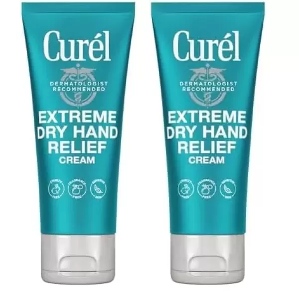 imageCurel Extreme Dry Hand Dryness Relief Travel Size Hand Cream Easily Absorbed for LongLasting Relief after Washing Hands with Eucalyptus Extract 3 Ounces3 Fl Oz Pack of 2
