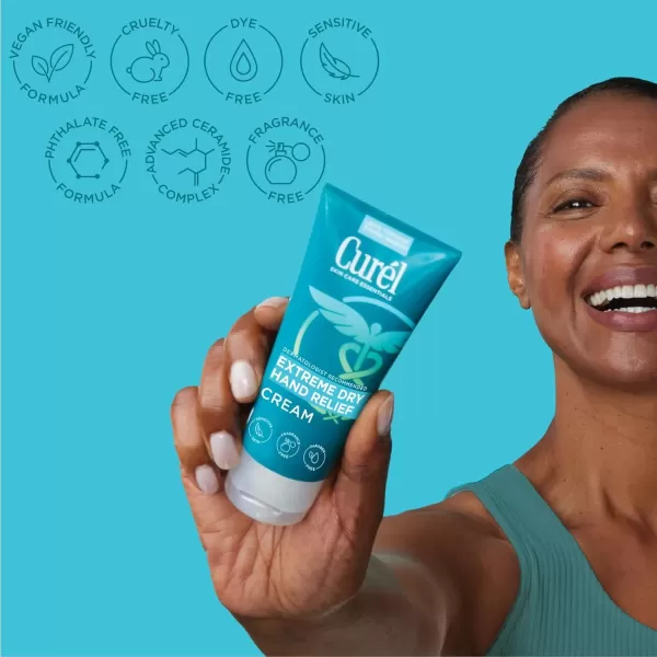imageCurel Extreme Dry Hand Dryness Relief Travel Size Hand Cream Easily Absorbed for LongLasting Relief after Washing Hands with Eucalyptus Extract 3 Ounces3 Fl Oz Pack of 1