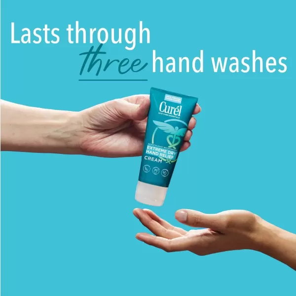 imageCurel Extreme Dry Hand Dryness Relief Travel Size Hand Cream Easily Absorbed for LongLasting Relief after Washing Hands with Eucalyptus Extract 3 Ounces3 Fl Oz Pack of 3