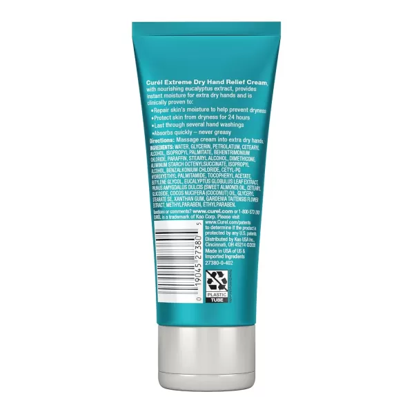 imageCurel Extreme Dry Hand Dryness Relief Travel Size Hand Cream Easily Absorbed for LongLasting Relief after Washing Hands with Eucalyptus Extract 3 Ounces3 Fl Oz Pack of 2