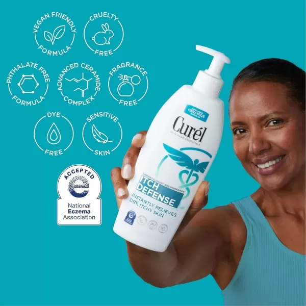 imageCurel Itch Defense Calming Body Lotion Moisturizer for Dry Itchy Skin Body and Hand Lotion with Advanced Ceramide Complex ProVitamin B5 Shea Butter 20 Ounce white13 Fl Oz Pack of 3