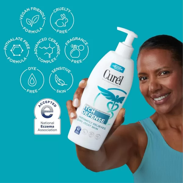 imageCurel Itch Defense Calming Body Lotion Moisturizer for Dry Itchy Skin Body and Hand Lotion with Advanced Ceramide Complex ProVitamin B5 Shea Butter 20 Ounce white13 Fl Oz Pack of 1