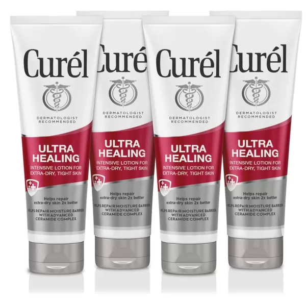 imageCurel Ultra Healing Lotion Hand and Body Moisturizer for Extra Dry Skin with Advanced Ceramide Complex and Hydrating Agents for Tight Skin 20 Ounces25 Fl Oz Pack of 4