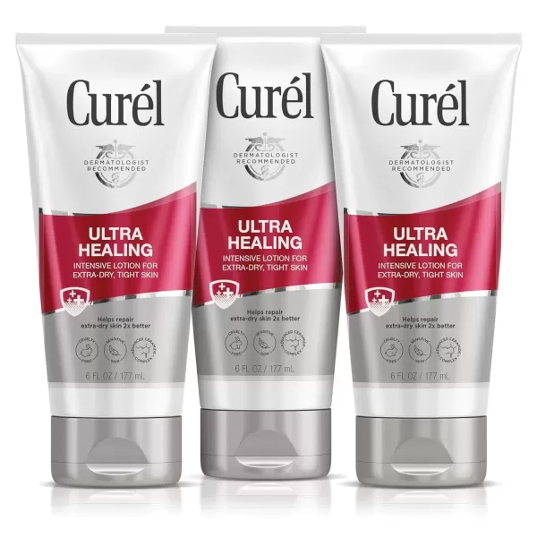 imageCurel Ultra Healing Lotion Hand and Body Moisturizer for Extra Dry Skin with Advanced Ceramide Complex and Hydrating Agents for Tight Skin 20 Ounces6 Fl Oz Pack of 3