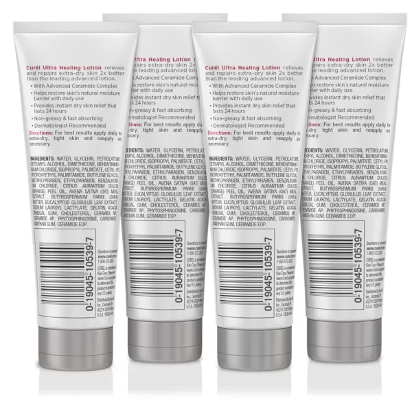 imageCurl Ultra Healing Hand and Body Lotion Dry Skin Moisturizer with Advanced Ceramide Complex and Extrastrength Hydrating Agents for ExtraDry Tight Skin 13 Ounce 3 Pack25 Fl Oz Pack of 4