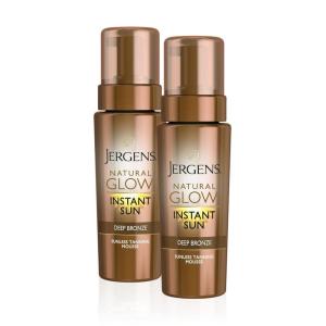 imageJergens Natural Glow Instant Sun Body Mousse Self Tanner for Deep Bronze Tan Sunless Tanning Body Bronzer for Natural Looking Color Instantly 6 Oz Pack of 2Deep Bronze