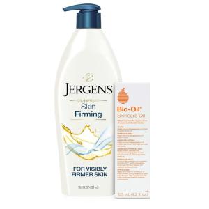 imageJergens Skin Firming Body Lotion Dry Skin Moisturizer with Collagen and Elastin Deep Moisture Dermatologist Tested White 8 Ounces Pk of 2168oz  42oz Bio Oil Original Pack of 2