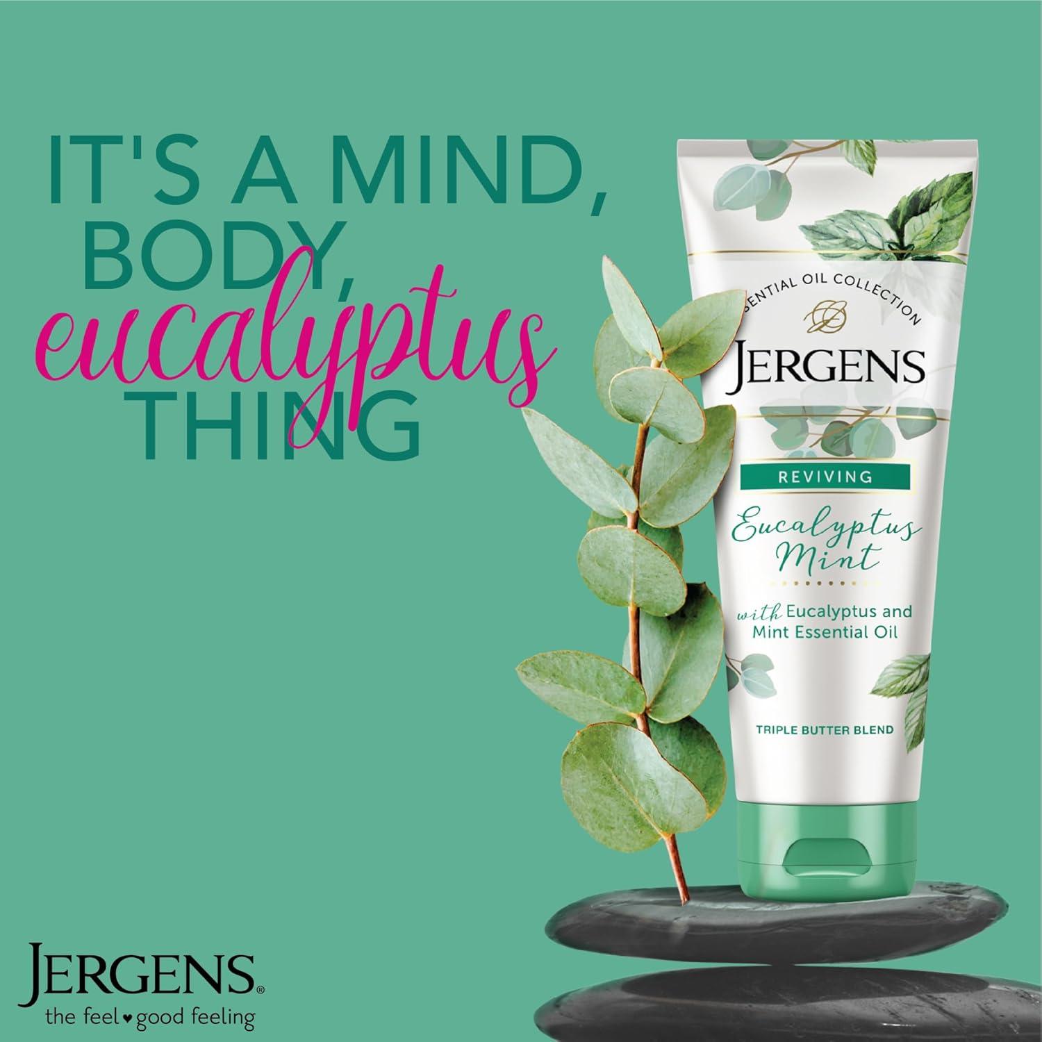 imageJergens Eucalyptus Mint Body Butter Infused with Essential Oils Helps to Relieve Stress for All Skin Types Great Size for Travel 7 Fluid OunceEucalyptus Mint Pack of 1