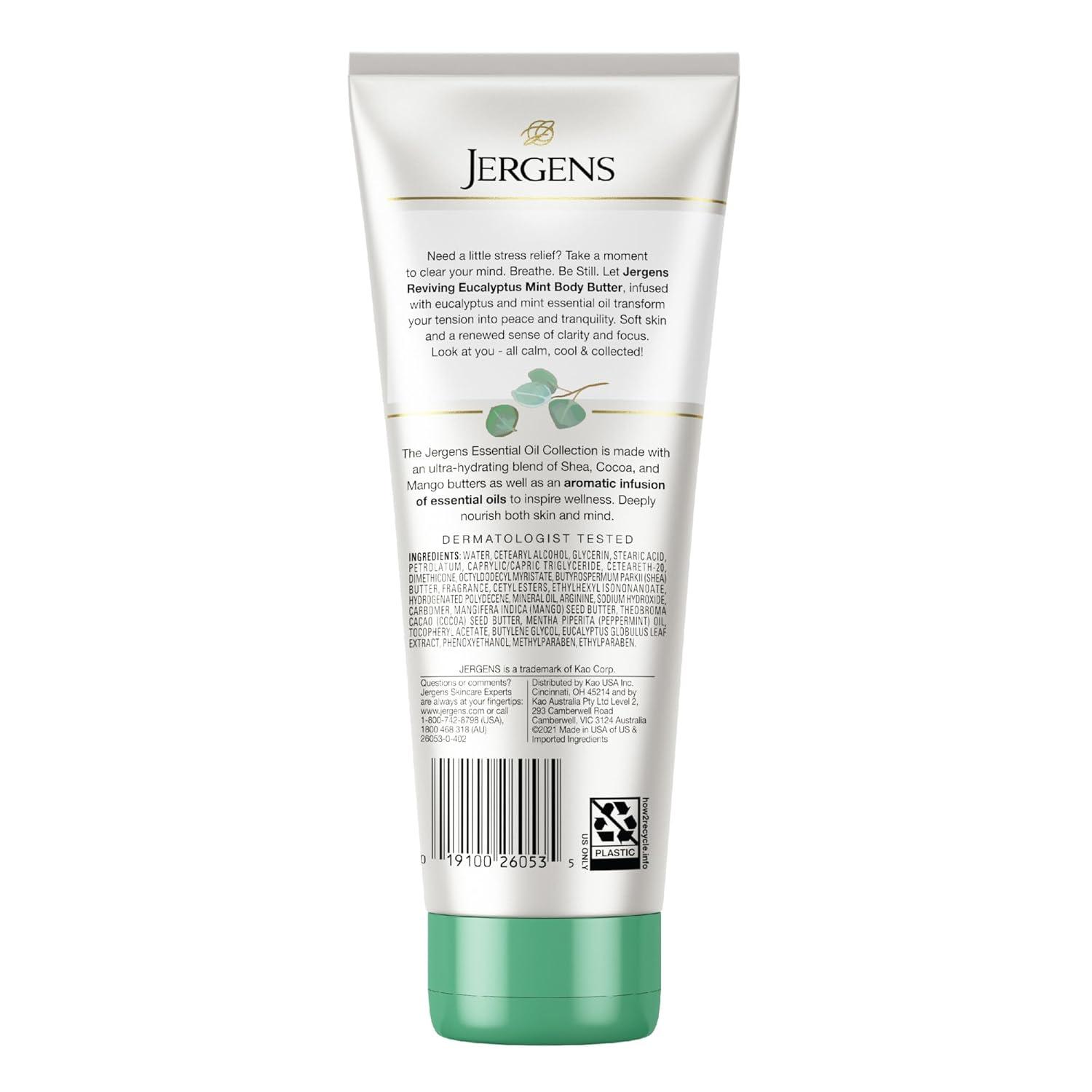 imageJergens Eucalyptus Mint Body Butter Infused with Essential Oils Helps to Relieve Stress for All Skin Types Great Size for Travel 7 Fluid OunceEucalyptus Mint Pack of 1