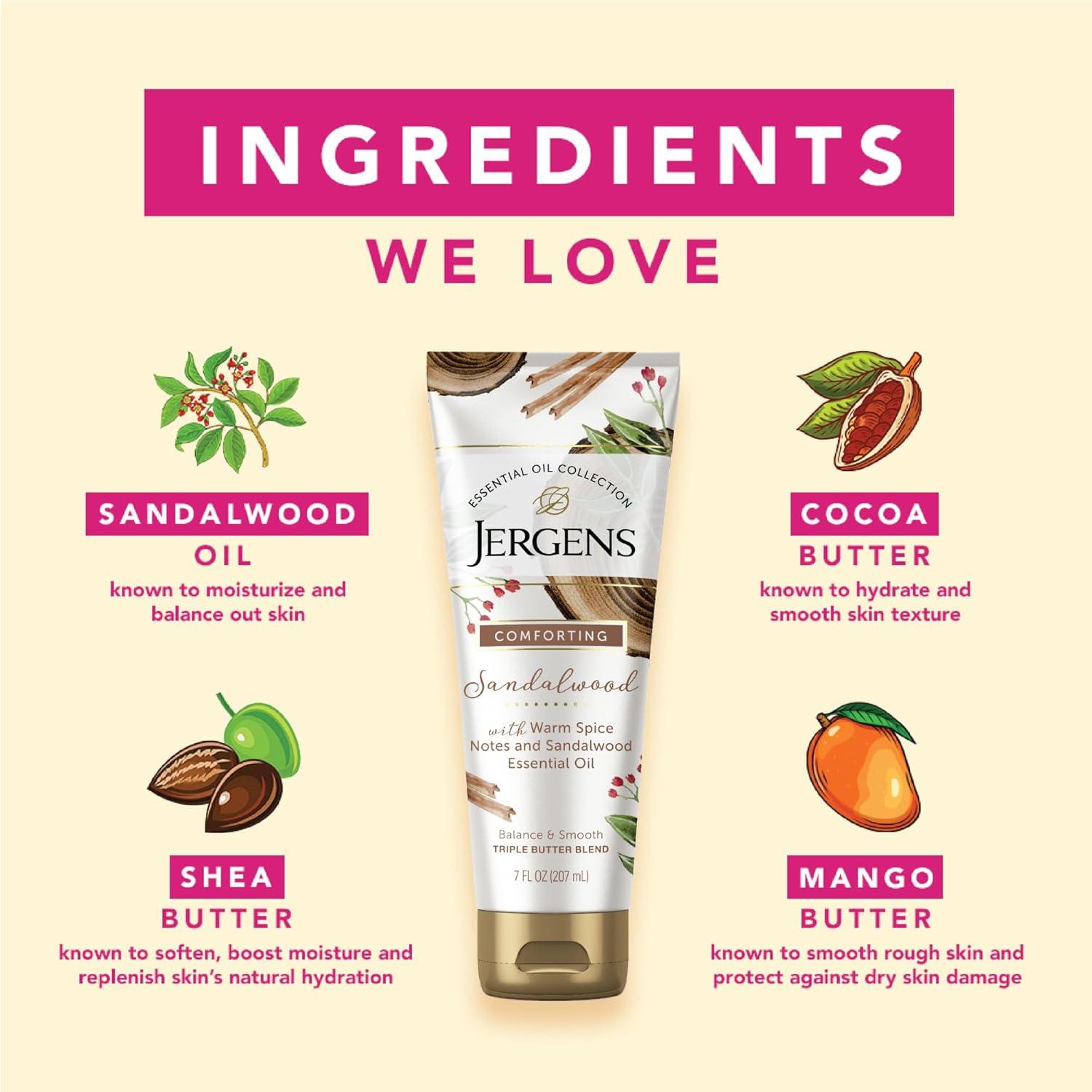 imageJergens Eucalyptus Mint Body Butter Infused with Essential Oils Helps to Relieve Stress for All Skin Types Great Size for Travel 7 Fluid OunceSandalwood Pack of 1