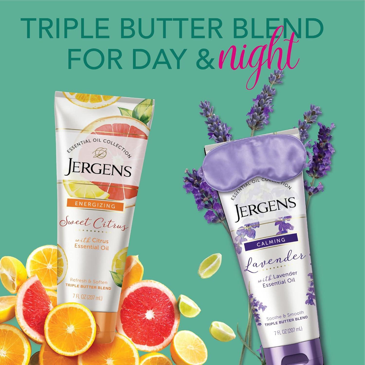 imageJergens Eucalyptus Mint Body Butter Infused with Essential Oils Helps to Relieve Stress for All Skin Types Great Size for Travel 7 Fluid OunceSweet Citrus  Lavender Pack of 2