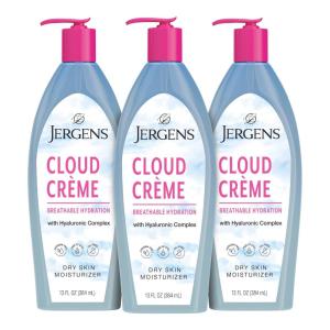 imageJergens Cloud Creme Breathable Hydration Body Lotion NonGreasy Moisturizer FastAbsorbing ParabenFree Hydration with Hyaluronic Complex Lightweight 13 Fl Oz Pack of 3Gel Cream 13oz Pack of 3
