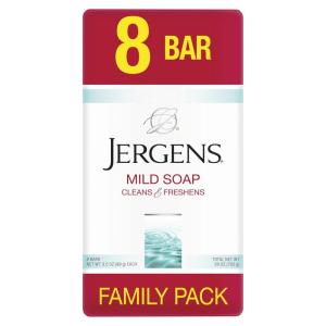 imageJergens Mild Soap Lightly Scented Gentle Cleansing Soap For All Skin Types 35 Ounce Pack of 835 Ounce Pack of 8