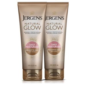 imageJergens Natural Glow FIRMING Self Tanner Body Lotion Fair to Medium Skin Tone Sunless Tanning Moisturizer with Collagen and Elastin Helps to Visibly Reduce Cellulite 75 Fl Oz Pack of 2Medium to Deep