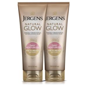 imageJergens Natural Glow FIRMING Self Tanner Body Lotion Fair to Medium Skin Tone Sunless Tanning Moisturizer with Collagen and Elastin Helps to Visibly Reduce Cellulite 75 Fl Oz Pack of 2Fair to Medium