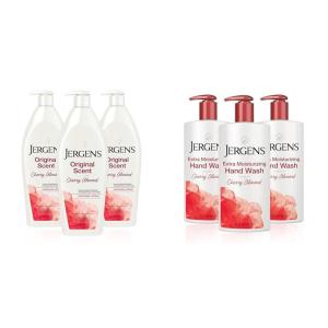 imageJergens Original Scent Dry Skin Body Lotion Hand and Body Moisturizer for Long Lasting Skin Hydration with HYDRALUCENCE blend and Cherry Almond Essence 32 Ounce Pack of 621 Fl Oz Pack of 3