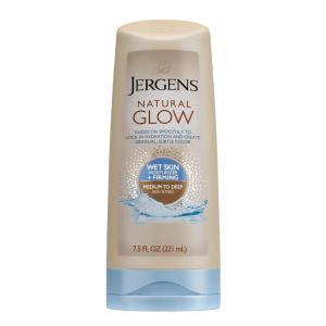 imageJergens Natural Glow FIRMING Inshower Self Tanner Lotion Sunless Tanning for Medium to Deep Skin Tone Anti Cellulite Firming Body Lotion for Gradual and NaturalLooking Fake Tan 75 Ounce75 Fl Oz Pack of 1