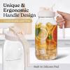 imageSMIRLY 64 oz Mason Jar Pitcher with Wide Mouth and Pour Spout Lid Handle  Glass Pitcher with Lid Double Leak Proof 2 Quart Pitcher with Lid Breast Milk Pitcher Coffee Water Iced Tea for FridgeCream White