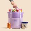 imageSMIRLY Jumbo Insulated Cooler Bag with Zippered Top  Collapsible Cooler Bags Insulated Grocery Bags for Cold and Hot Great Shopping Bag Soft Large Tote Bag Travel Insulated Bag Beach Cooler BagsPurple