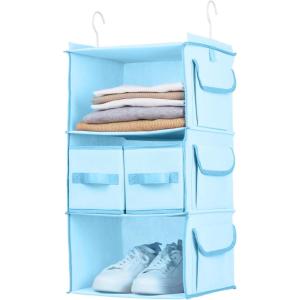 imageSMIRLY 3 Shelf Hanging Closet Organizer and Storage Shelves  Hanging Organizer for Closet Hanging Shelves for Closet Organizers and Storage Small Closet Organizer Sweater Storage for ClosetBlue