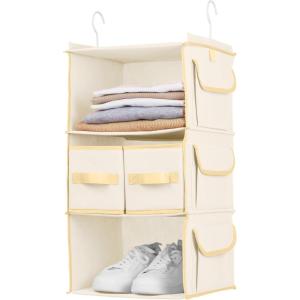 imageSMIRLY 3 Shelf Hanging Closet Organizer and Storage Shelves  Hanging Organizer for Closet Hanging Shelves for Closet Organizers and Storage Small Closet Organizer Sweater Storage for ClosetCream White