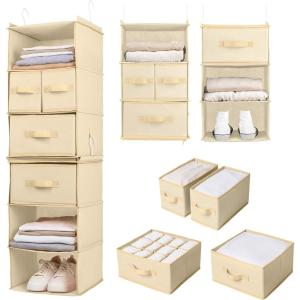 imageSMIRLY 6 Shelf Hanging Closet Organizer and Storage Shelves  Hanging Organizer for Closet Hanging Shelves for Closet Organizers and Storage Large Closet Organizer Sweater Storage for ClosetBeige