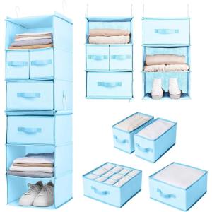 imageSMIRLY 6 Shelf Hanging Closet Organizer and Storage Shelves  Hanging Organizer for Closet Hanging Shelves for Closet Organizers and Storage Large Closet Organizer Sweater Storage for ClosetBlue