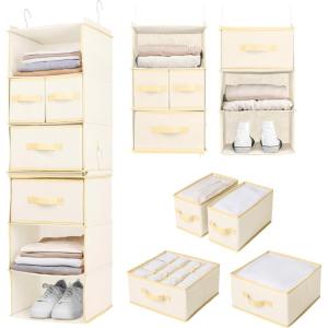imageSMIRLY 6 Shelf Hanging Closet Organizer and Storage Shelves  Hanging Organizer for Closet Hanging Shelves for Closet Organizers and Storage Large Closet Organizer Sweater Storage for ClosetCream White