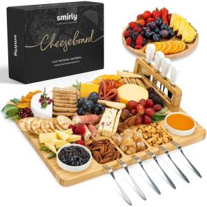 imageSMIRLY Charcuterie Boards Gift Set Charcuterie Board Set Bamboo Cheese Board Set  House Warming Gifts New Home Wedding Gifts for Couple Bridal Shower GiftBamboo Natural