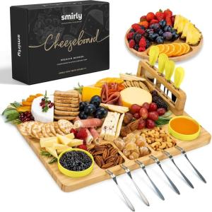 imageSMIRLY Charcuterie Boards Gift Set Charcuterie Board Set Bamboo Cheese Board Set  House Warming Gifts New Home Wedding Gifts for Couple Bridal Shower GiftYellow