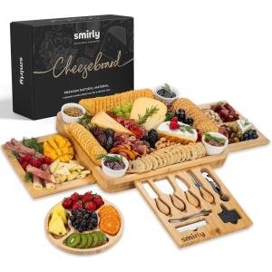 imageSMIRLY Charcuterie Boards Gift Set Charcuterie Board Set Bamboo Cheese Board Set  House Warming Gifts New Home Wedding Gifts for Couple Bridal Shower GiftCream White