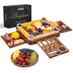 imageSMIRLY Charcuterie Boards Gift Set Charcuterie Board Set Bamboo Cheese Board Set  House Warming Gifts New Home Wedding Gifts for Couple Bridal Shower GiftNatural