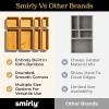 imageSMIRLY 8Piece Bamboo Kitchen Drawer Organizer Set for Large and Small Utensils Multiuse Storage Box  Bathroom Nightstand Jewelry Cutlery Knife Spice Towel Junk Drawer TrayBamboo Natural
