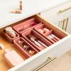 imageSMIRLY 8Piece Bamboo Kitchen Drawer Organizer Set for Large and Small Utensils Multiuse Storage Box  Bathroom Nightstand Jewelry Cutlery Knife Spice Towel Junk Drawer TrayPink