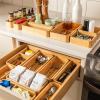 imageSMIRLY 8Piece Bamboo Kitchen Drawer Organizer Set for Large and Small Utensils Multiuse Storage Box  Bathroom Nightstand Jewelry Cutlery Knife Spice Towel Junk Drawer TrayPink