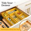 imageSMIRLY 8Piece Bamboo Kitchen Drawer Organizer Set for Large and Small Utensils Multiuse Storage Box  Bathroom Nightstand Jewelry Cutlery Knife Spice Towel Junk Drawer TrayYellow