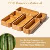imageSMIRLY 8Piece Bamboo Kitchen Drawer Organizer Set for Large and Small Utensils Multiuse Storage Box  Bathroom Nightstand Jewelry Cutlery Knife Spice Towel Junk Drawer TrayBamboo Natural