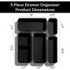 imageSMIRLY 8Piece Bamboo Kitchen Drawer Organizer Set for Large and Small Utensils Multiuse Storage Box  Bathroom Nightstand Jewelry Cutlery Knife Spice Towel Junk Drawer TrayBlack