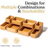 imageSMIRLY 8Piece Bamboo Kitchen Drawer Organizer Set for Large and Small Utensils Multiuse Storage Box  Bathroom Nightstand Jewelry Cutlery Knife Spice Towel Junk Drawer TrayBamboo Natural