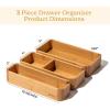 imageSMIRLY 8Piece Bamboo Kitchen Drawer Organizer Set for Large and Small Utensils Multiuse Storage Box  Bathroom Nightstand Jewelry Cutlery Knife Spice Towel Junk Drawer TrayBamboo Natural
