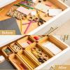 imageSMIRLY 8Piece Bamboo Kitchen Drawer Organizer Set for Large and Small Utensils Multiuse Storage Box  Bathroom Nightstand Jewelry Cutlery Knife Spice Towel Junk Drawer TrayBamboo Natural